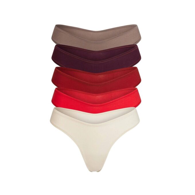 5er-Packung String-Tangas aus Baumwolljersey mit Farbverlauf