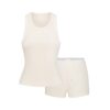 Baumwollrippen-Schaufeltank und Shorts-Set Baumwollrippen-Schaufeltank und Shorts-Set