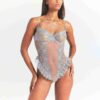 Bestickte Dessous, ungefüttert, Schrittlos, Teddy Bestickte Dessous, ungefüttert, Schrittlos, Teddy
