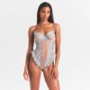 Bestickte Dessous, ungefüttert, Schrittlos, Teddy Bestickte Dessous, ungefüttert, Schrittlos, Teddy