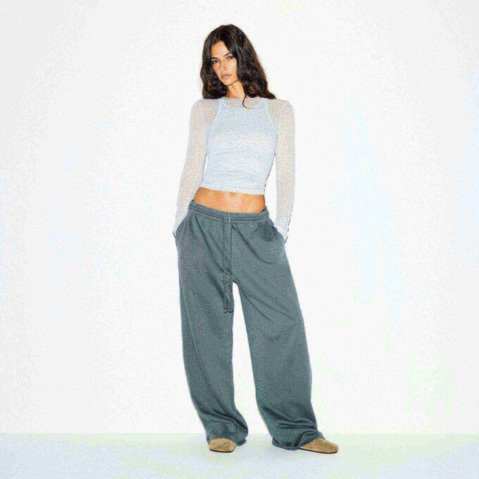 Boyfriend-Fleece-Oversize-Hose mit geradem Bein