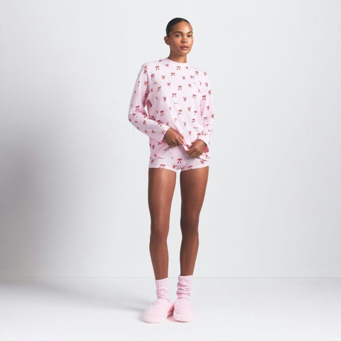Boyfriend-Langarmshirt und kurze Boxershorts