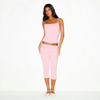 Caprihose aus Baumwolljersey mit Umschlag