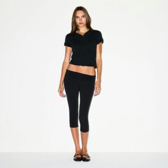 Caprihose aus Baumwolljersey mit Umschlag