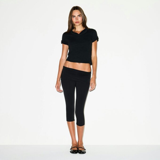 Caprihose aus Baumwolljersey mit Umschlag Caprihose aus Baumwolljersey mit Umschlag