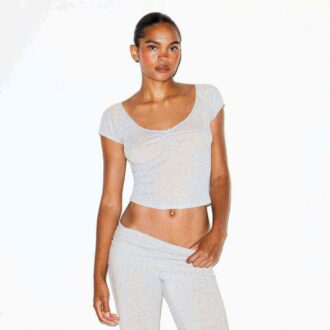 Caprihose aus Baumwolljersey mit Umschlag