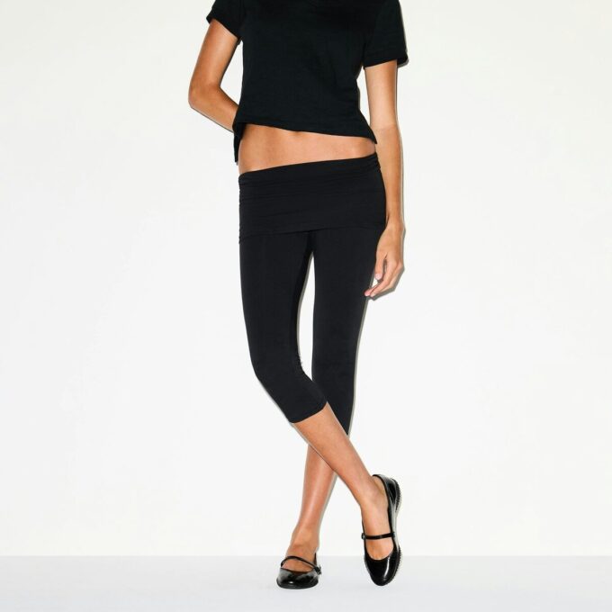 Caprihose aus Baumwolljersey mit Umschlag Caprihose aus Baumwolljersey mit Umschlag