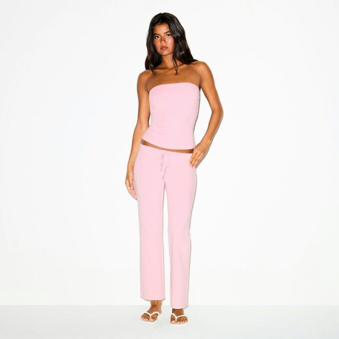 Crop-Hose aus Baumwolljersey mit niedrigem Bund Crop-Hose aus Baumwolljersey mit niedrigem Bund