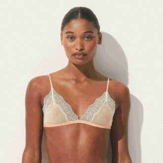 Dreieckiger Bralette aus transparenter Rippenspitze