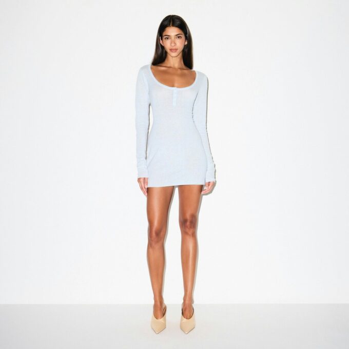 FEDERLEICHTES KASCHMIR-HENLEY-MINIKLEID FEDERLEICHTES KASCHMIR-HENLEY-MINIKLEID