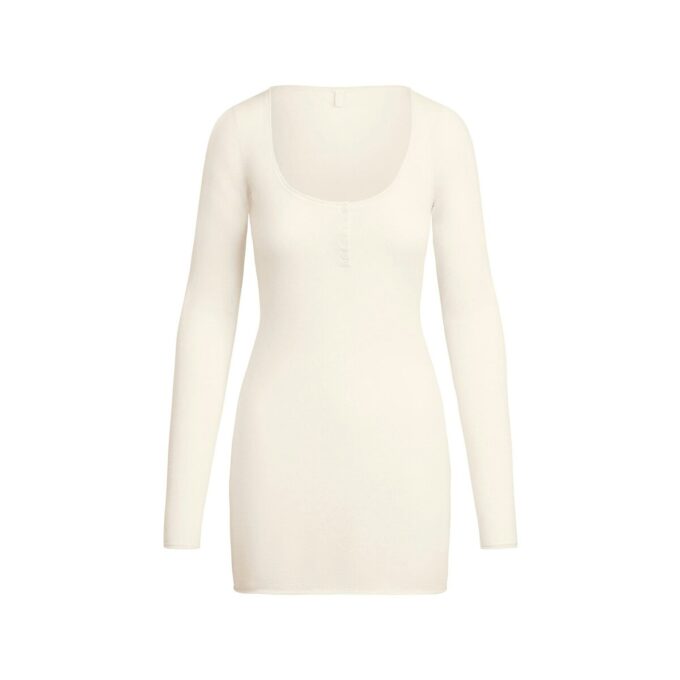 FEDERLEICHTES KASCHMIR-HENLEY-MINIKLEID FEDERLEICHTES KASCHMIR-HENLEY-MINIKLEID