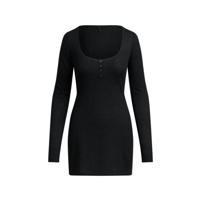 FEDERLEICHTES KASCHMIR-HENLEY-MINIKLEID FEDERLEICHTES KASCHMIR-HENLEY-MINIKLEID