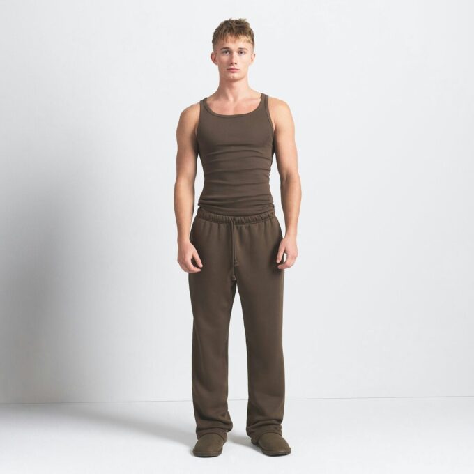 Fleece Lounge Herren Klassische Hose mit geradem Bein Fleece Lounge Herren Klassische Hose mit geradem Bein