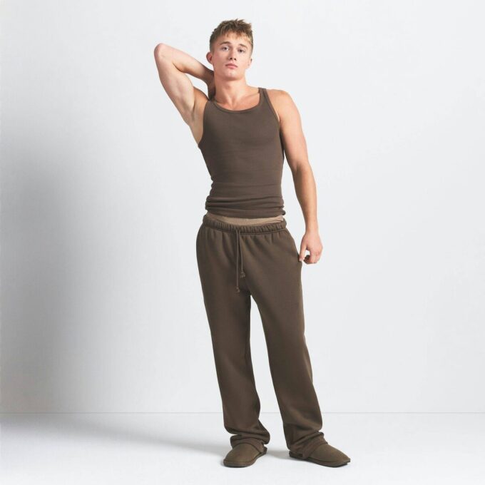 Fleece Lounge Herren Klassische Hose mit geradem Bein Fleece Lounge Herren Klassische Hose mit geradem Bein