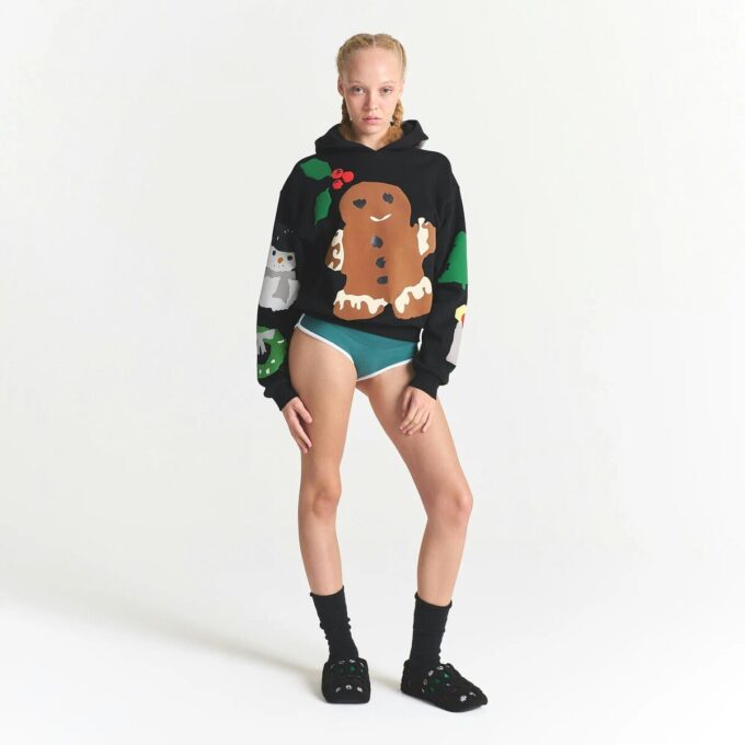 Flohmarkt-Hoodie mit Kaktusmotiv und Skims Baumwollfleece Flohmarkt-Hoodie mit Kaktusmotiv und Skims Baumwollfleece