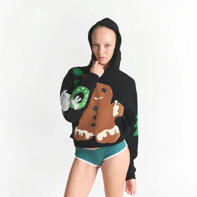 Flohmarkt-Hoodie mit Kaktusmotiv und Skims Baumwollfleece Flohmarkt-Hoodie mit Kaktusmotiv und Skims Baumwollfleece