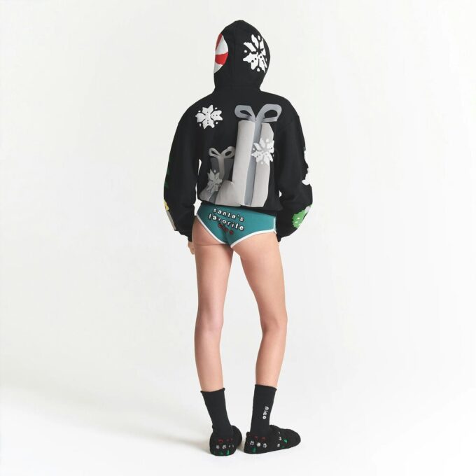 Flohmarkt-Hoodie mit Kaktusmotiv und Skims Baumwollfleece Flohmarkt-Hoodie mit Kaktusmotiv und Skims Baumwollfleece