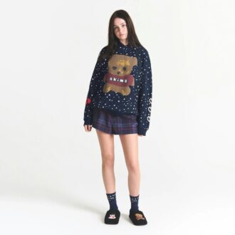 Flohmarkt-Hoodie mit Kaktusmotiv und X-Skims Baumwollfleece