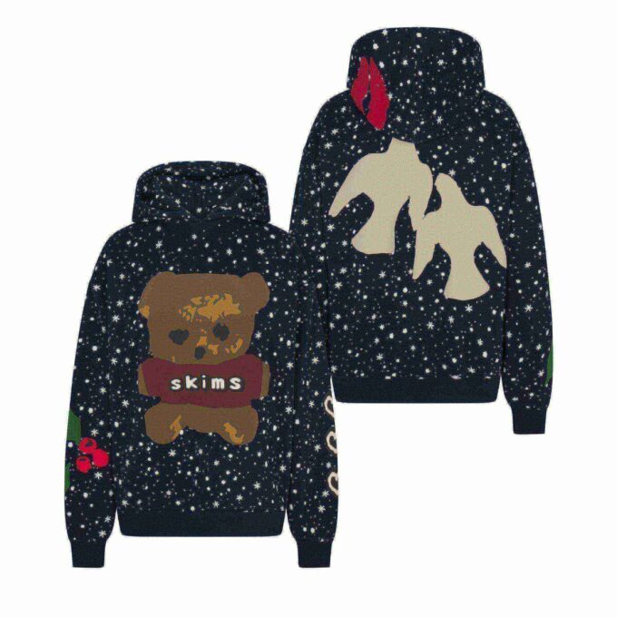 Flohmarkt-Hoodie mit Kaktusmotiv und X-Skims Baumwollfleece Flohmarkt-Hoodie mit Kaktusmotiv und X-Skims Baumwollfleece