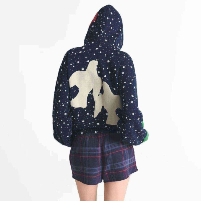Flohmarkt-Hoodie mit Kaktusmotiv und X-Skims Baumwollfleece Flohmarkt-Hoodie mit Kaktusmotiv und X-Skims Baumwollfleece