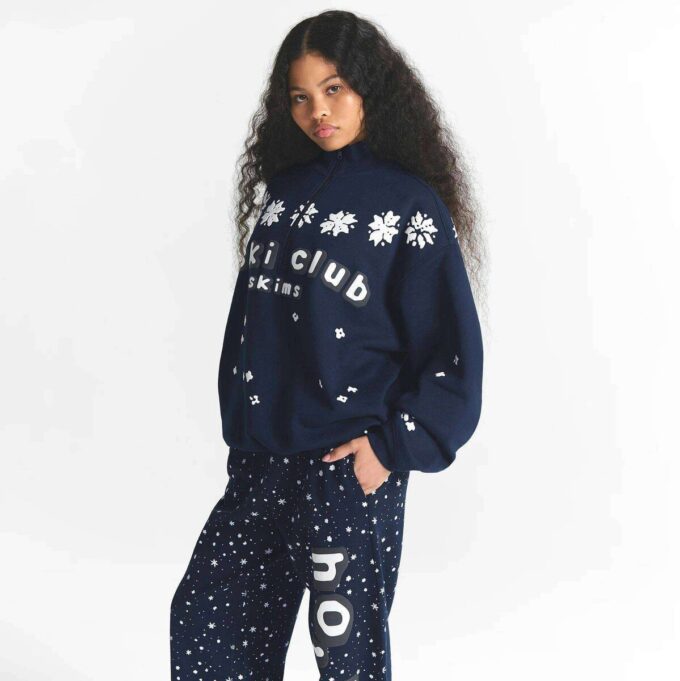 Flohmarkt mit Kaktusmotiven, X-Skims Baumwollfleece, Oversize-Viertelreißverschluss Flohmarkt mit Kaktusmotiven, X-Skims Baumwollfleece, Oversize-Viertelreißverschluss