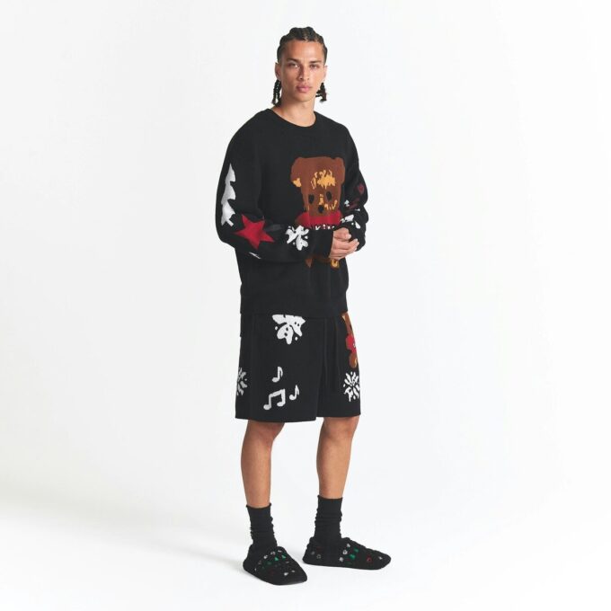 Flohmarkt mit Kaktusmotiven, X Skims Baumwollstrick, Herren Intarsien-Shorts Flohmarkt mit Kaktusmotiven, X Skims Baumwollstrick, Herren Intarsien-Shorts