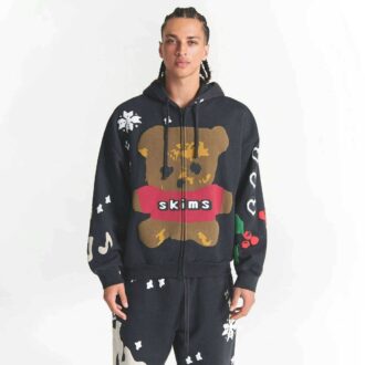 Flohmarkt mit Kaktusmotiven, X Skims schweres Fleece, Herren-Hoodie mit Reißverschluss, locker geschnitten