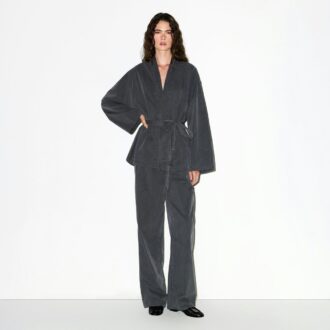 Gewebtes Lounge-Oversize-Wickeltop