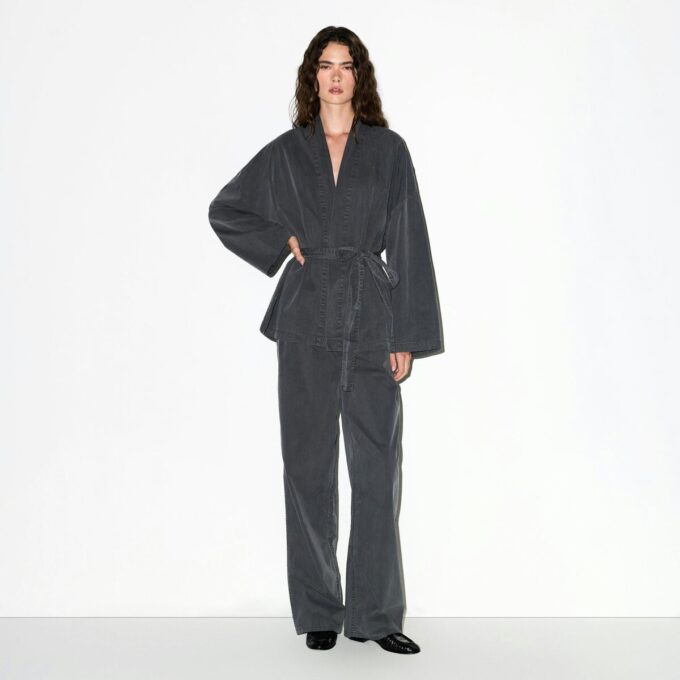 Gewebtes Lounge-Oversize-Wickeltop Gewebtes Lounge-Oversize-Wickeltop