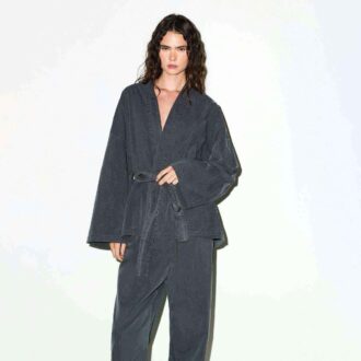 Gewebtes Lounge-Oversize-Wickeltop