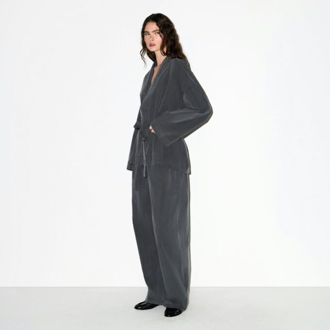 Gewebtes Lounge-Oversize-Wickeltop Gewebtes Lounge-Oversize-Wickeltop