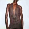 Glatte Lagen, tiefer Ausschnitt, Neckholder-Top Glatte Lagen, tiefer Ausschnitt, Neckholder-Top