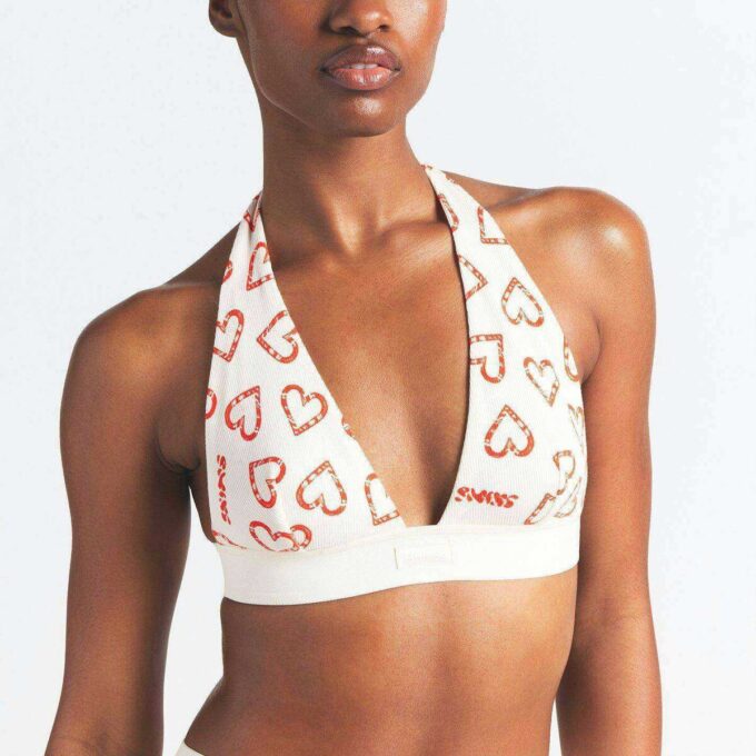 Halter-Bralette aus Baumwollrippen Halter-Bralette aus Baumwollrippen