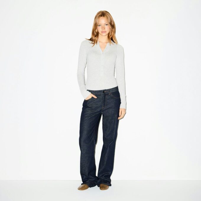 Henley-Body aus Baumwolljersey mit tiefem Ausschnitt Henley-Body aus Baumwolljersey mit tiefem Ausschnitt
