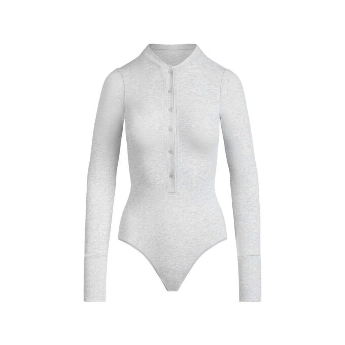 Henley-Body aus Baumwolljersey mit tiefem Ausschnitt Henley-Body aus Baumwolljersey mit tiefem Ausschnitt