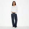 Henley-Shirt mit transparentem Rippstrick und langen Ärmeln Henley-Shirt mit transparentem Rippstrick und langen Ärmeln
