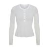 Henley-Shirt mit transparentem Rippstrick und langen Ärmeln Henley-Shirt mit transparentem Rippstrick und langen Ärmeln