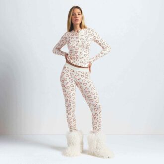 Henley- und Leggings-Set aus Baumwollrippen