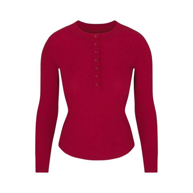 Henley- und Leggings-Set aus Baumwollrippen Henley- und Leggings-Set aus Baumwollrippen