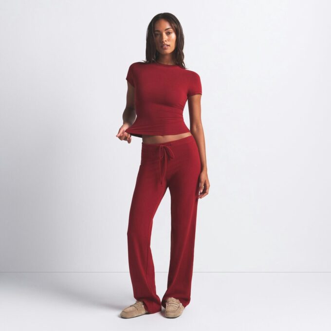 Hose aus Baumwolljersey mit geradem Bein Hose aus Baumwolljersey mit geradem Bein