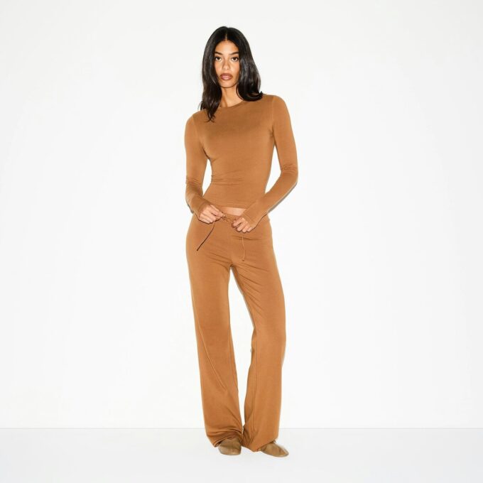 Hose aus Baumwolljersey mit geradem Bein Hose aus Baumwolljersey mit geradem Bein