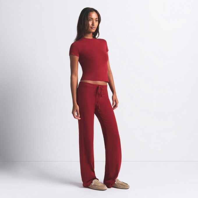 Hose aus Baumwolljersey mit geradem Bein Hose aus Baumwolljersey mit geradem Bein