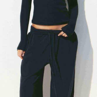 Hose aus Baumwolljersey mit weitem Bein