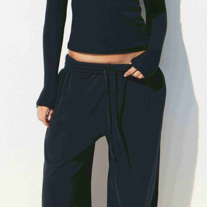 Hose aus Baumwolljersey mit weitem Bein Hose aus Baumwolljersey mit weitem Bein