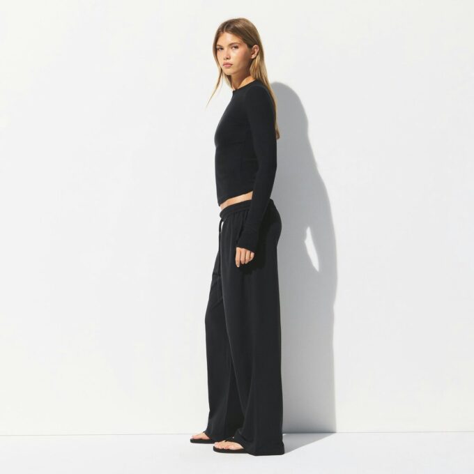 Hose aus Baumwolljersey mit weitem Bein Hose aus Baumwolljersey mit weitem Bein