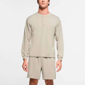 Jersey Lounge Herren Entspannt Henley