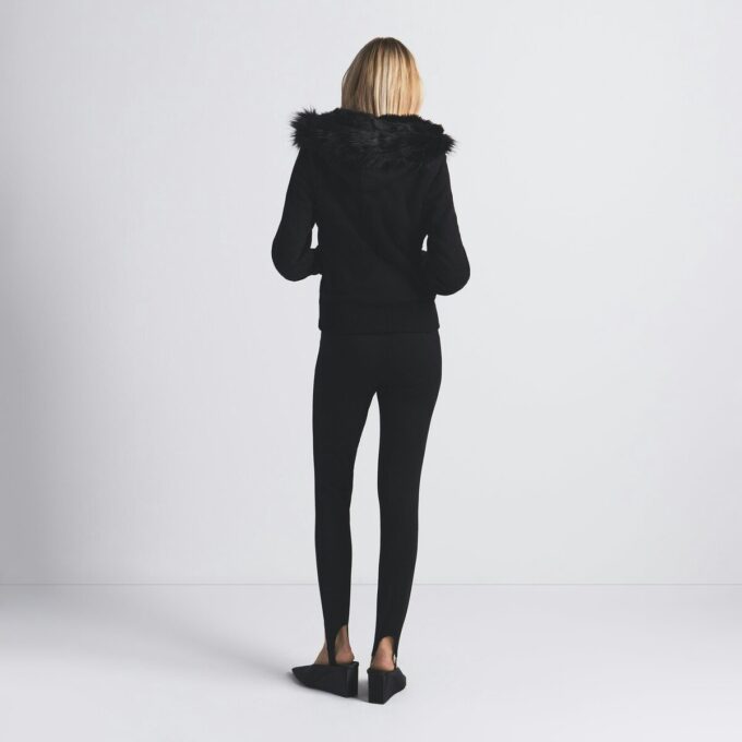 Kapuzenpullover aus Baumwollfleece mit Kunstpelzfutter und Reißverschluss Kapuzenpullover aus Baumwollfleece mit Kunstpelzfutter und Reißverschluss