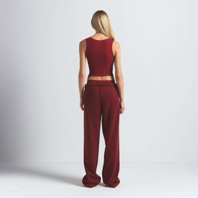 Klassische Hose mit geradem Bein aus Baumwollfleece Klassische Hose mit geradem Bein aus Baumwollfleece