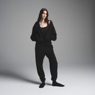 Klassischer Kapuzenpullover aus Baumwollfleece mit Reißverschluss