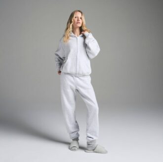 Klassischer Kapuzenpullover aus Baumwollfleece mit Reißverschluss